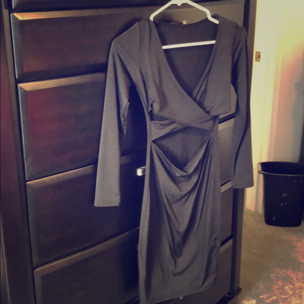 Black long sleeve cut out dress